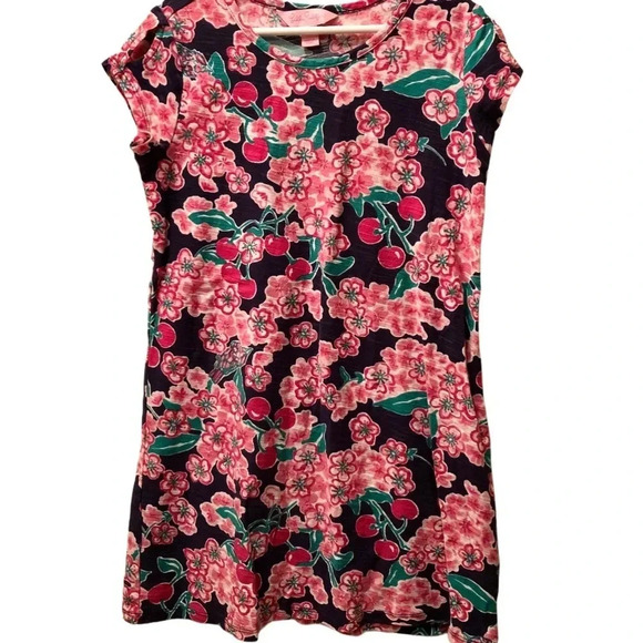 LILLY PULITZER EUC GIRLS DRESS BLUE OINK FALL CASUAL DRESSES FLORAL SIZE 6 7 M - Picture 1 of 4